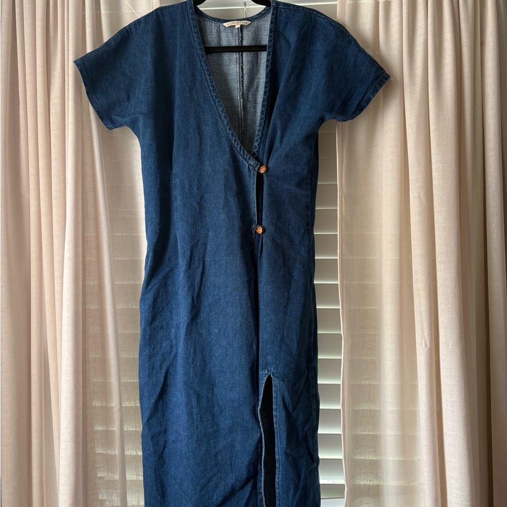 Aliya Wanek Denim Wrap Dress – Minimalist Sustainable Style, Size Small